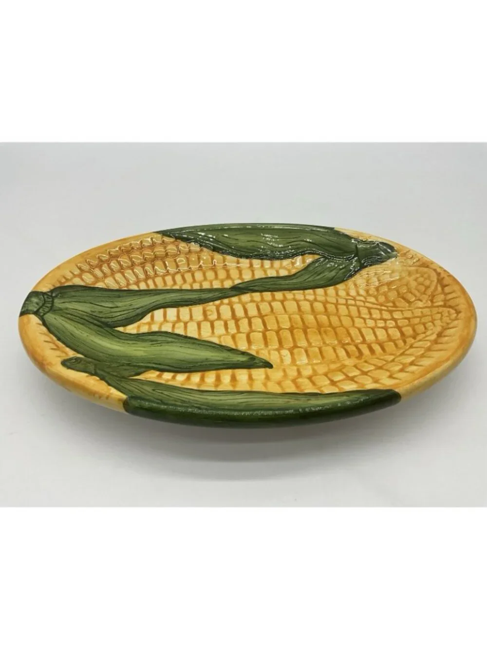 Samware Vintage Majolica Yellow Corn Gravy Boat and Underplate Retro 1970's 1980